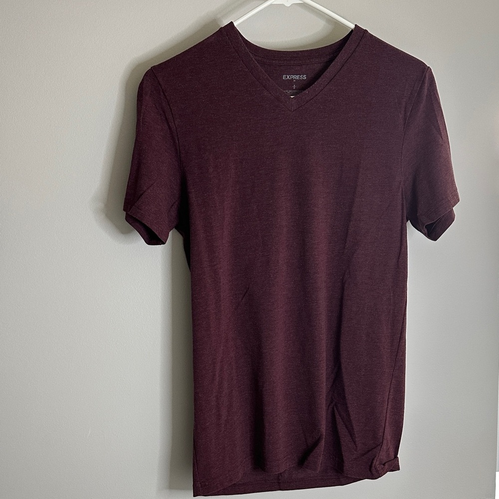Express Men's Deep Maroon V-Neck Tee 3/$20 or 5/$30 Bundle Deal